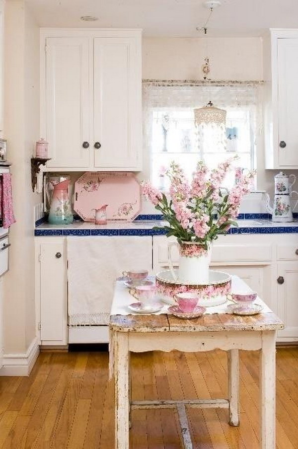 New Blue Shabby Chic Kitchen with Simple Decor