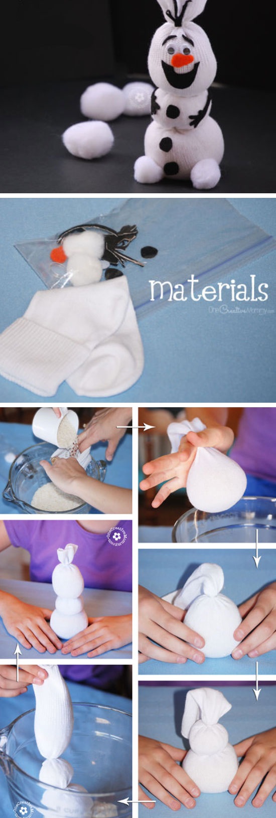 Olaf Sock Snowman Tutorial. 