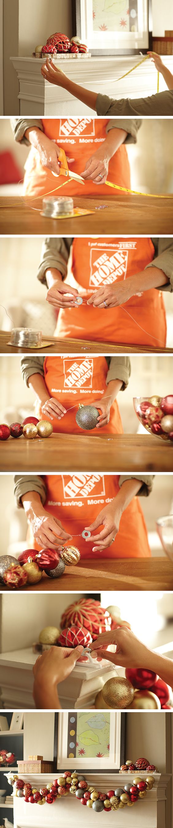 String Ornaments Together To Create Christmas Garland. 