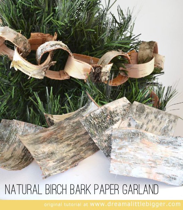 Natural Birch Bark Paper Garland. 