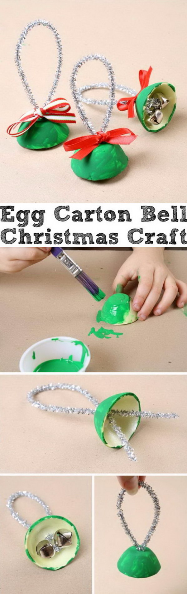 Egg Carton Bell Christmas Craft. 