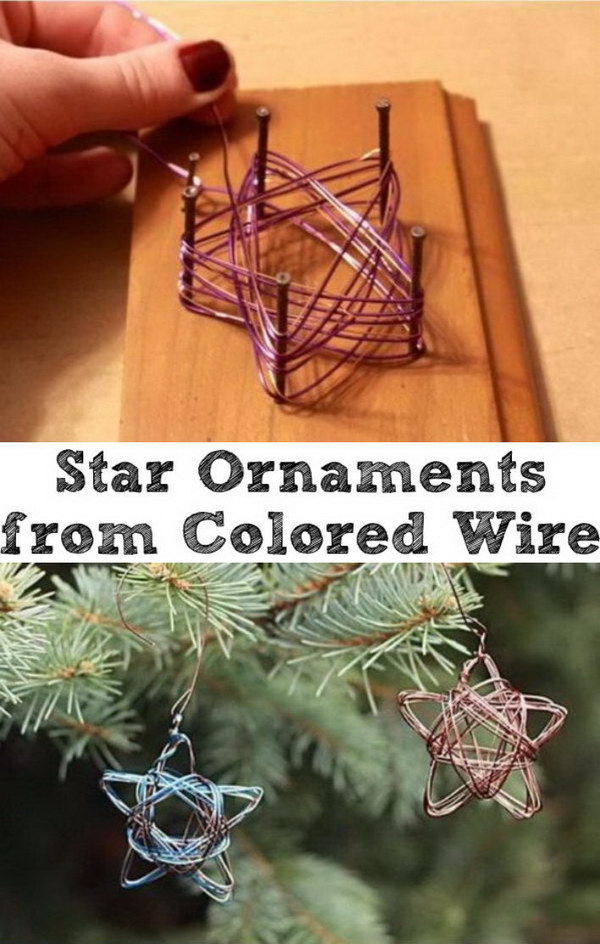 Beautiful Handmade Star Ornaments from Colored Wire. 