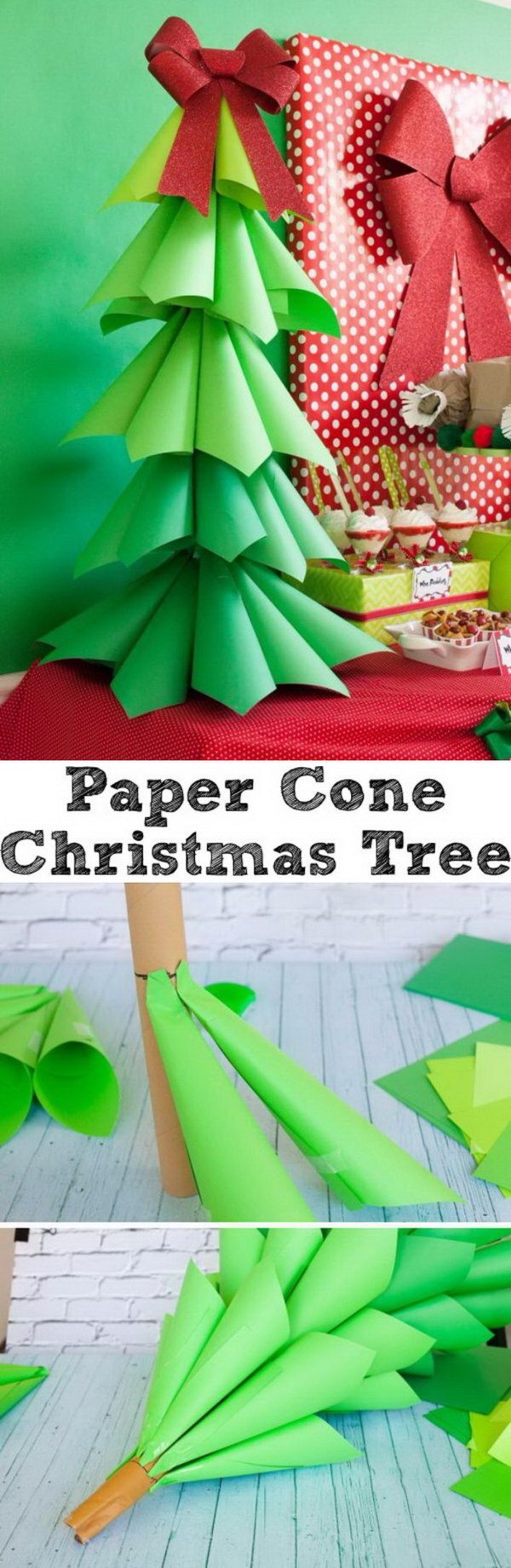 Giant Ombre Paper Cone Christmas Trees. 