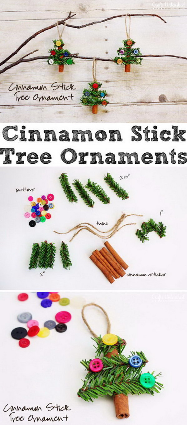 Cinnamon Stick Tree Ornaments. 