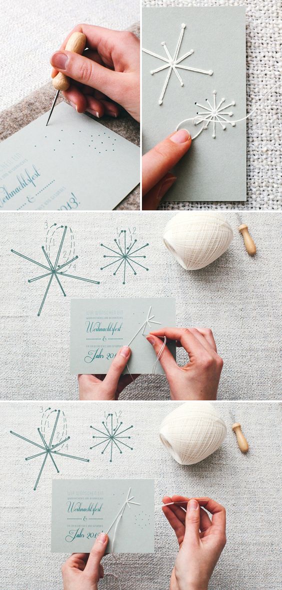 Embroidered Snowflake Christmas Card. 