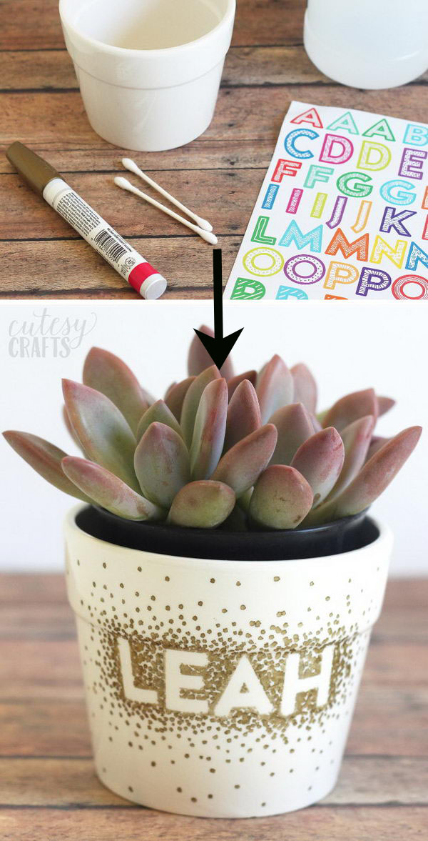 Sharpie Dot Flower Pot Craft. 