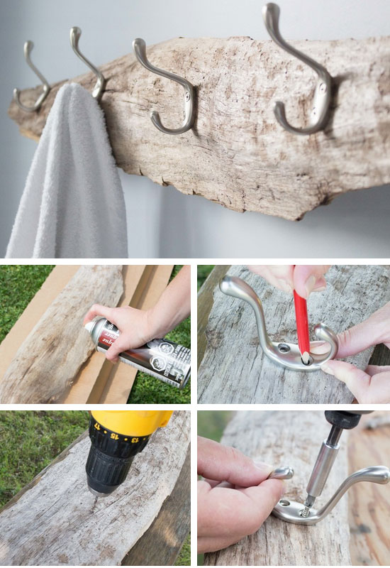 DIY Towel Rack Made out of Driftwood. 