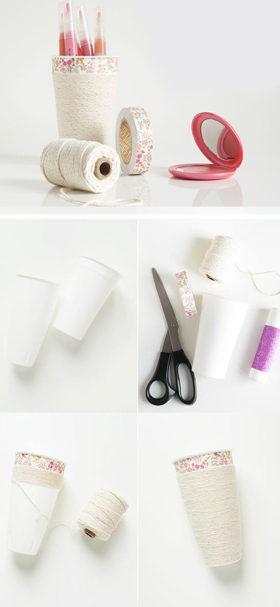 DIY Makeup Cup Organizer. 