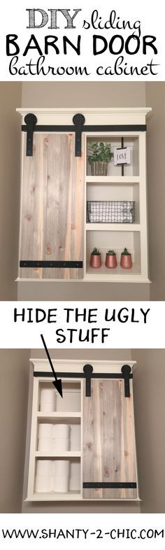 DIY Sliding Barn Door Bathroom Cabinet. 