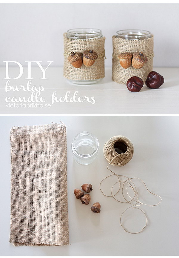 Burlap Candle Holders. 