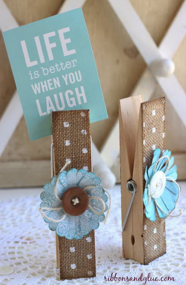 Burlap Clothespins. 