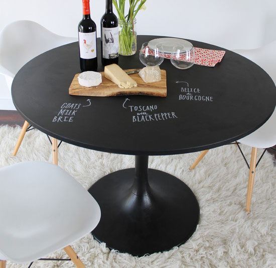 Make a Cheese & Wine Table With Chalkboard Paint. 