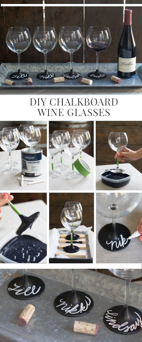 DIY Chalkboard Wine Glasses. 