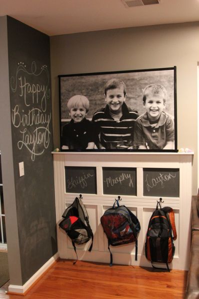 Chalkboard Painted Backpack Wall. 