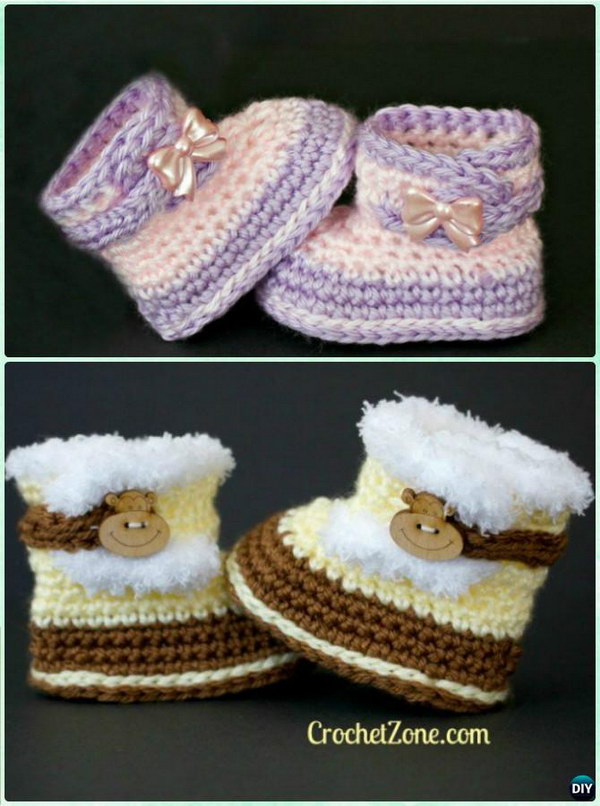 Crochet Baby Fuzzy Snow Boots. 