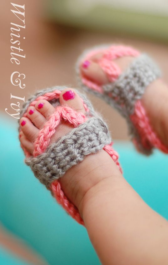 Crochet Baby Strap Flip Flop Sandals. 