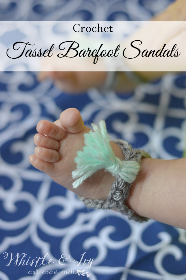 Crochet Tassel Barefoot Sandals. 