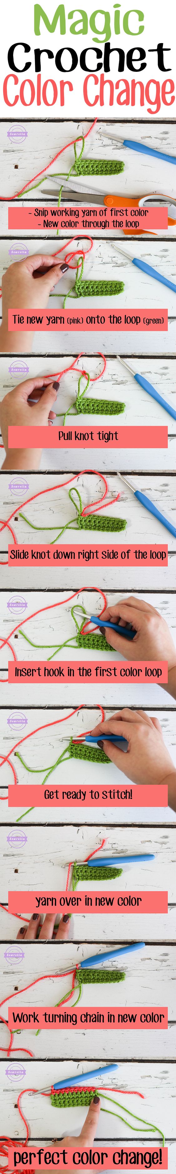 Magic Crochet Color Change Trick. 