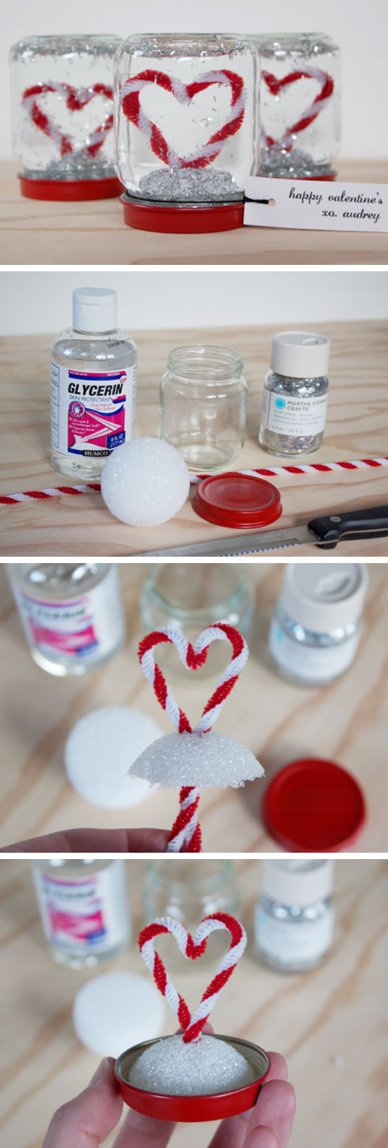 Love Heart Snow Globes. 