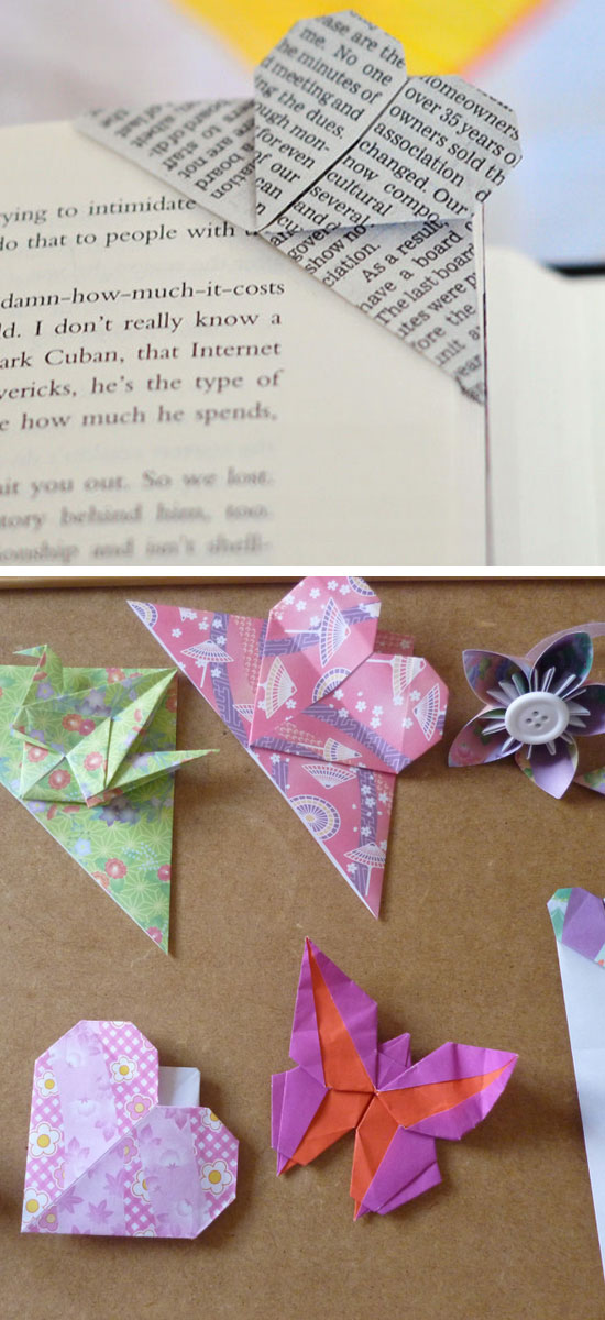 How to Fold a Corner Heart Bookmark Origami. 