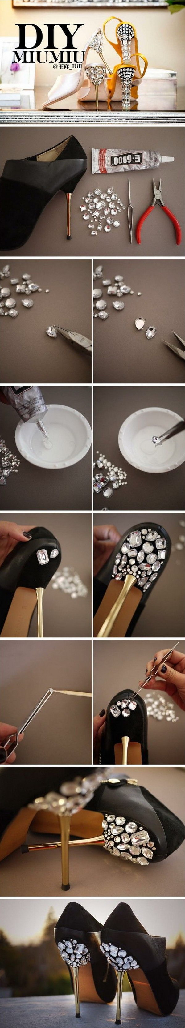 Re-Style Old Heels with Rhinestones. 