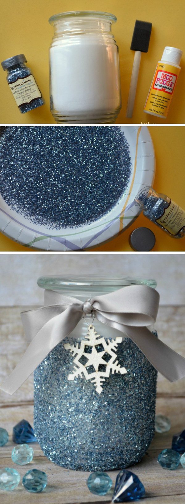 Glitter Mason Jar Candle Gift. 