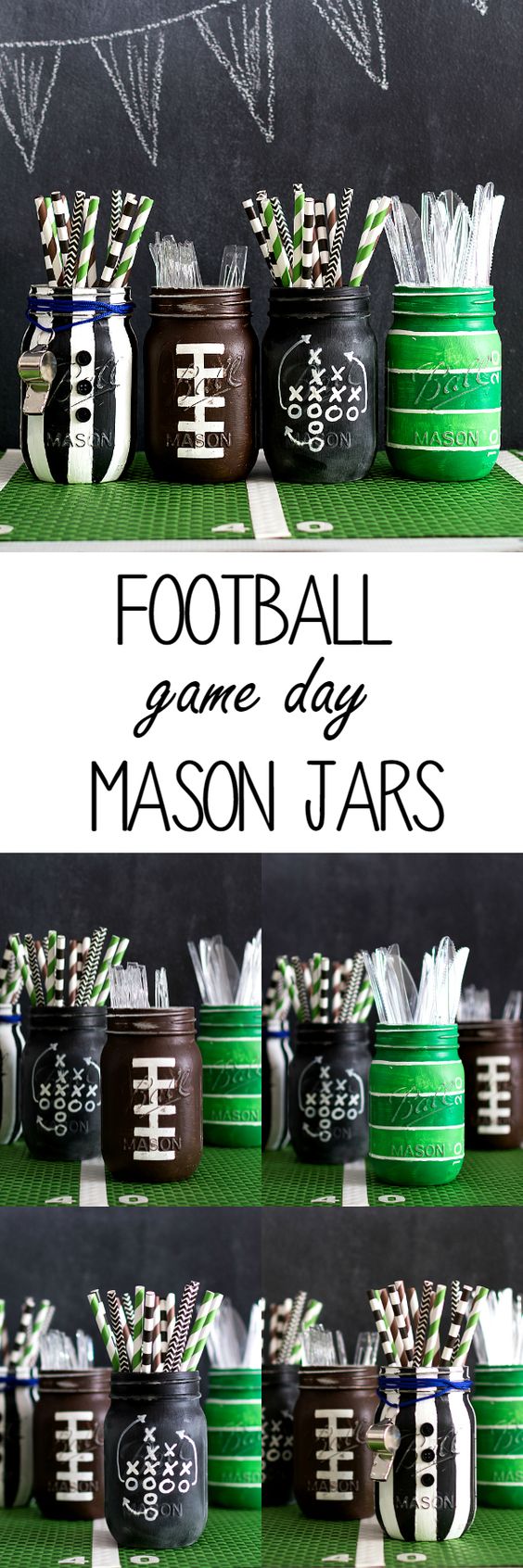 Football Party Mason Jars. 