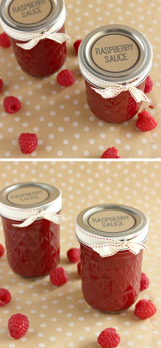 Raspberry Sauce Jars. 