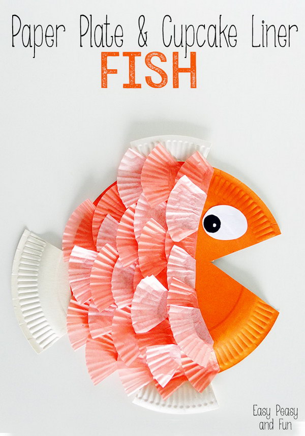 Paper Plate & Cupcake Liner Fish. 