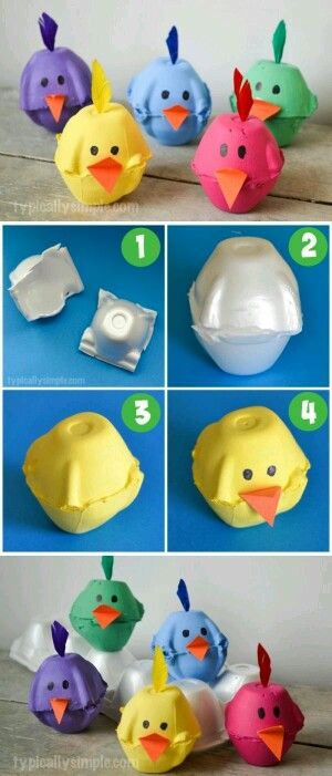 Spring Chicks Egg Carton Craft. 