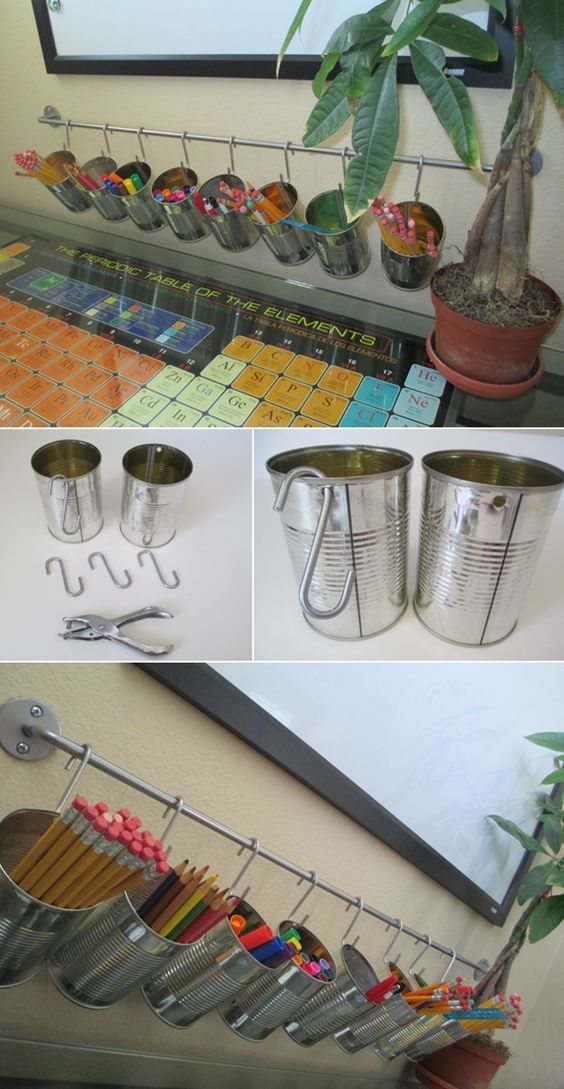 DIY Tutorial Tin Can Pencil Holders. 