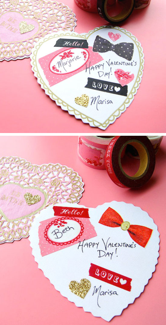 Washi Tape Valentines Card. 