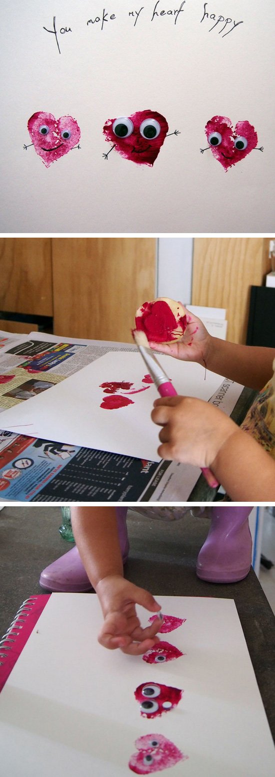 Potato Stamp Valentine's Day Craft. 