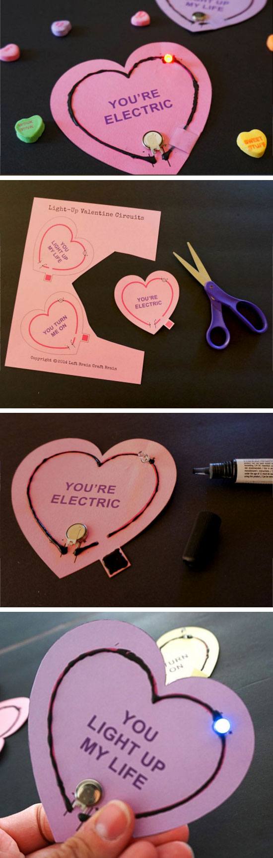 Light Circuit Valentines Cards. 