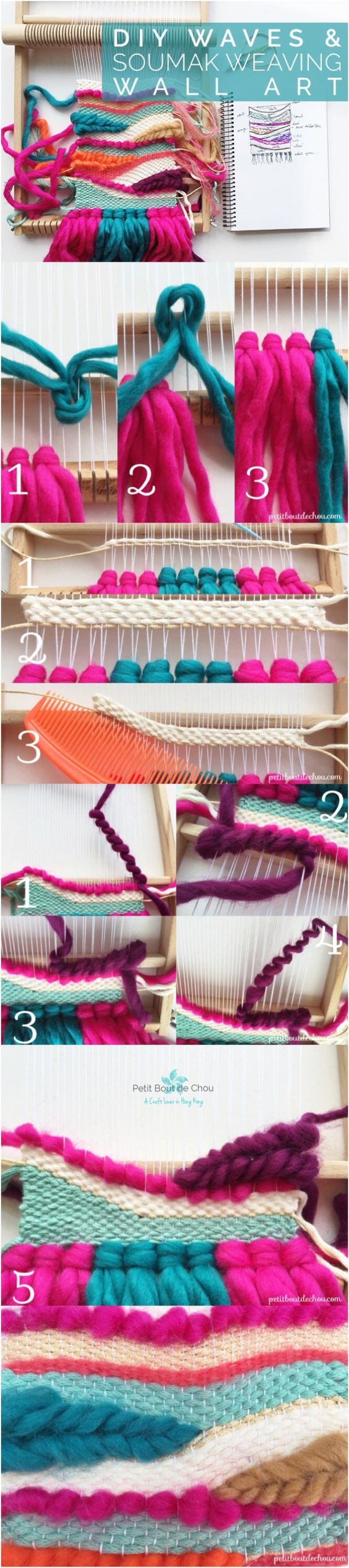 DIY Waves and Soumak Weaving Wall Art. 