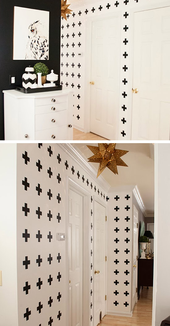 Black and White Cross Hallway Wall. 