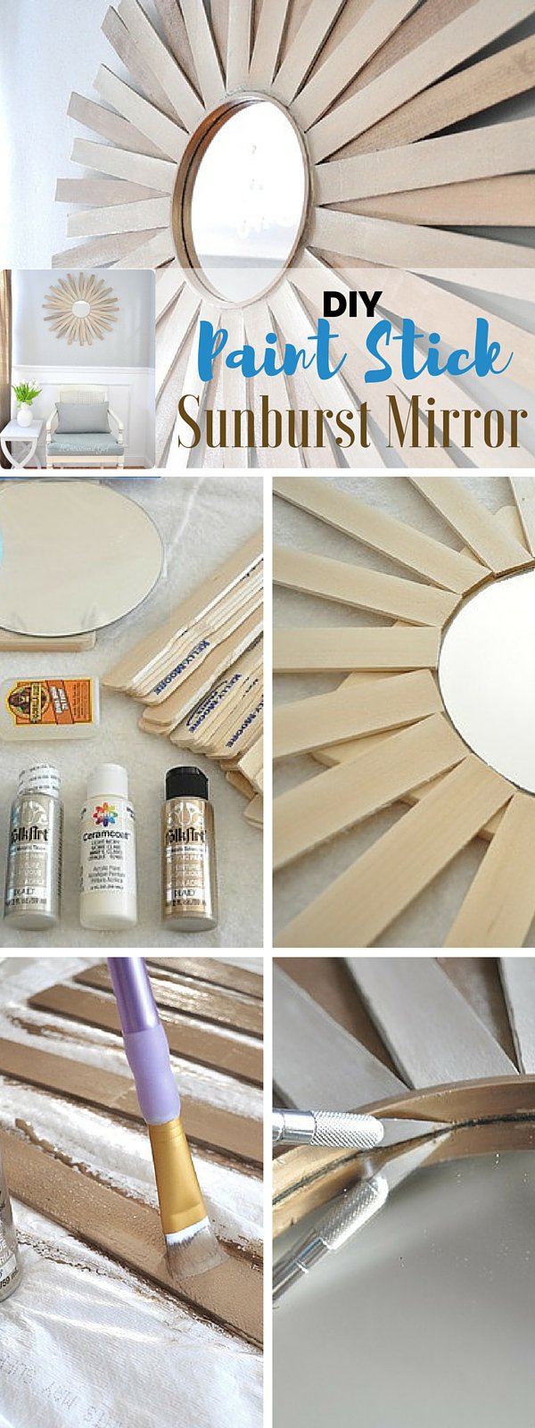 Paint Stick Starburst Mirror. 