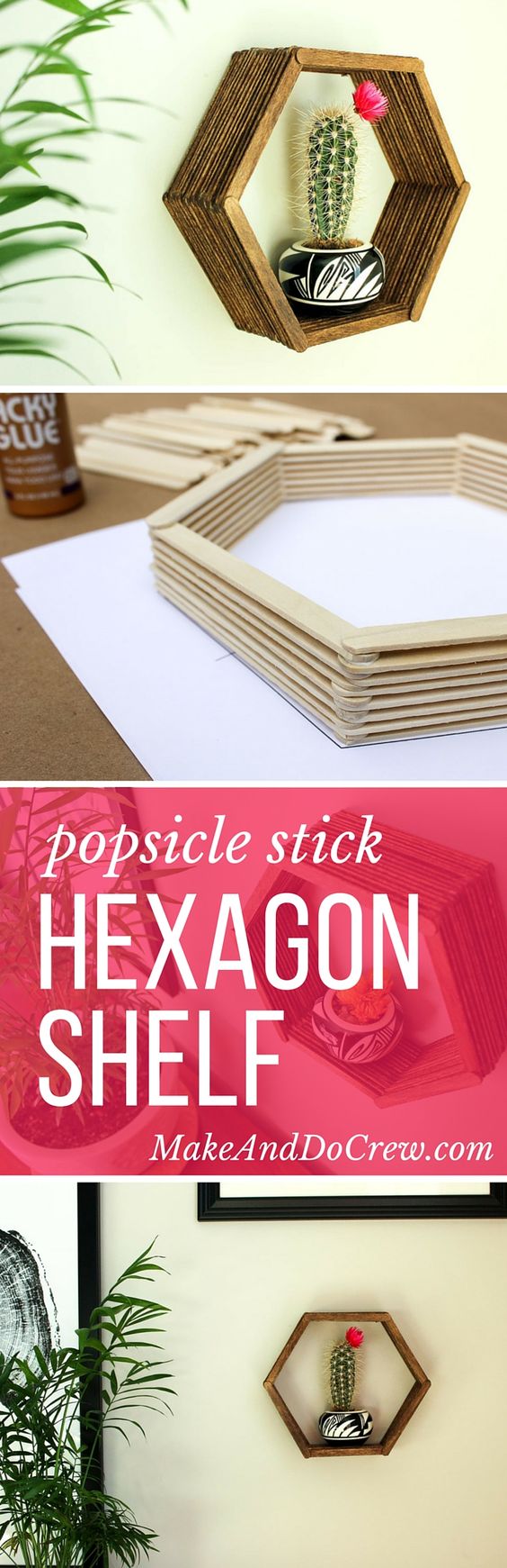 Popsicle Stick Hexagon Shelf. 