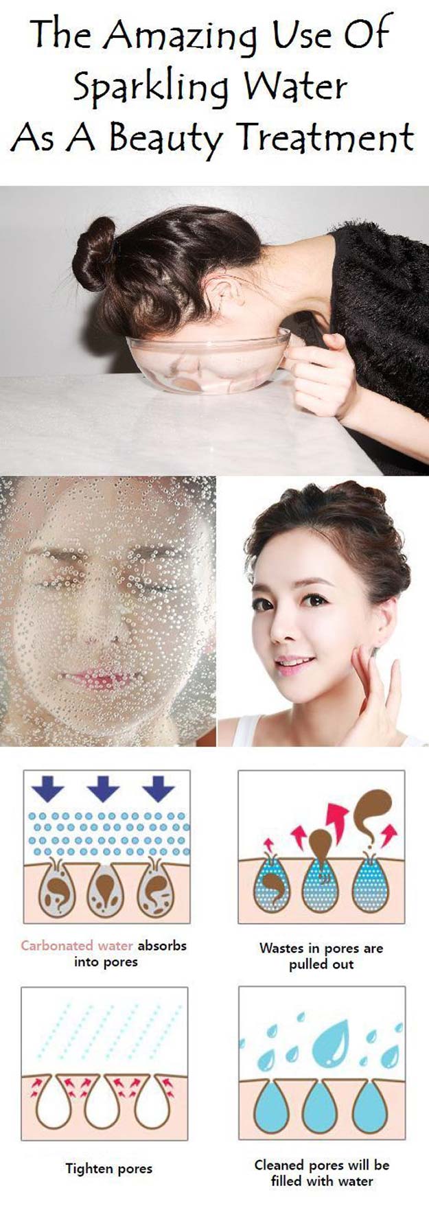 Wash Face with Sparkling Water. 