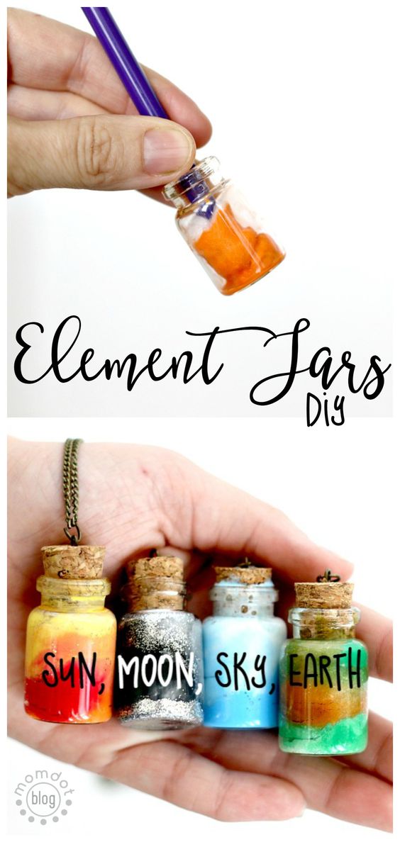 DIY Sun, Moon, Earth, and Sky in These Fun Element Jar Necklaces. 