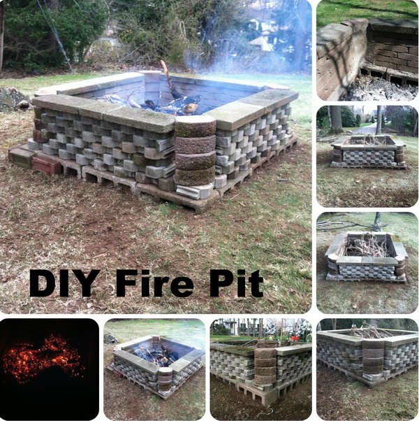 DIY Fire Pit Using Re-purposed Materials–Cinder Blocks. 