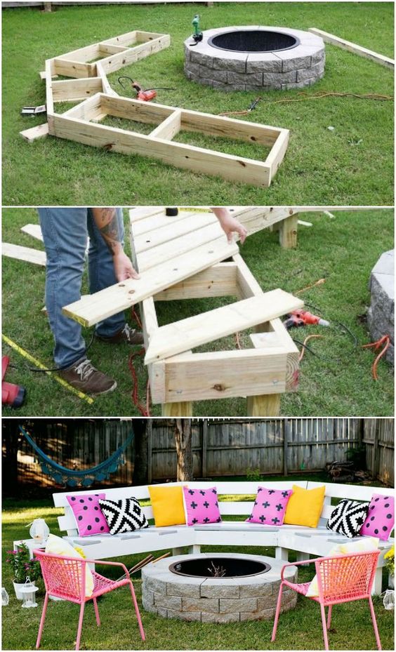 Diy Circle Bench Around Your Fire Pit. 
