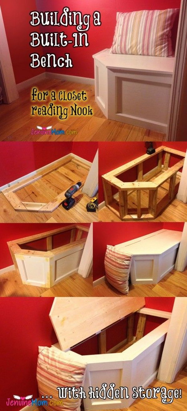 DIY Built-in Bench With Hidden Storage. 