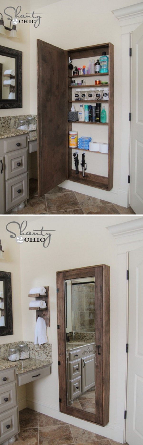 A Big Bathroom Storage Case Behind the Mirror. 