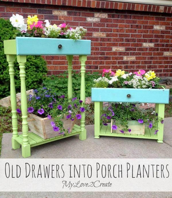 Repurpose Old Drawers into Porch Planters. 