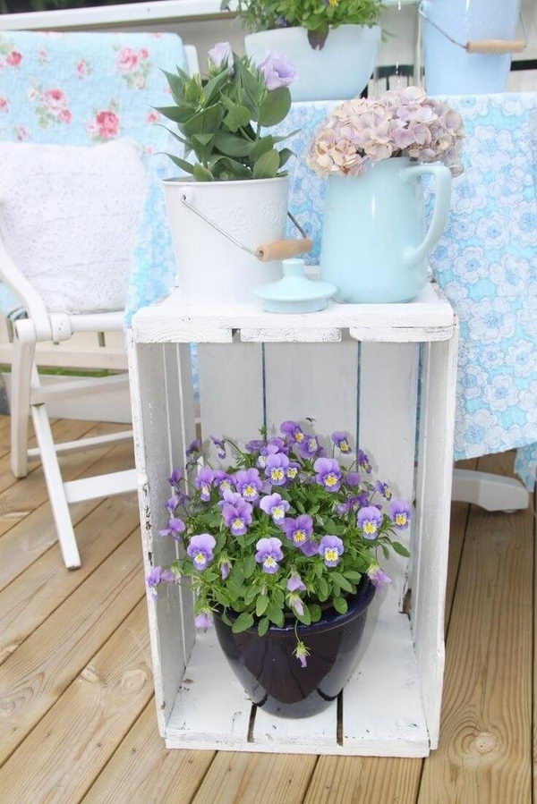 Wood Crate Porch Decoration for Spring. 