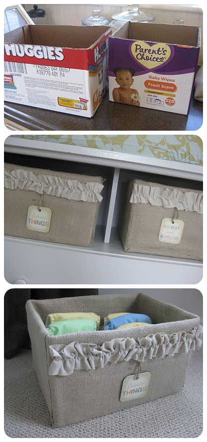 Transform an Ugly Cardboard Box Into a Useful and Elegant Burlap Storage Option. 