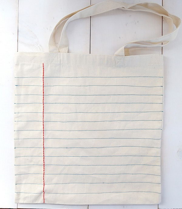 DIY Notebook Sewn Canvas Tote Bag