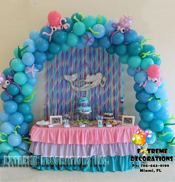 Little Mermaid Under the Sea Balloon Arch. 