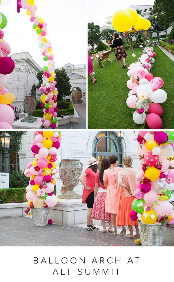 DIY Balloon Arch with Flowers. 